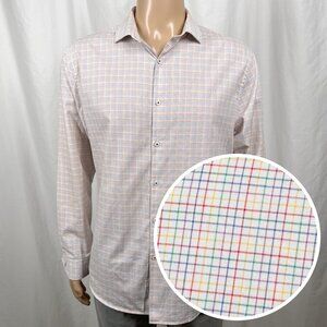 Original Penguin Men 16.5 Multicolor Tattersall Slim Fit Long Sleeve Dress Shirt